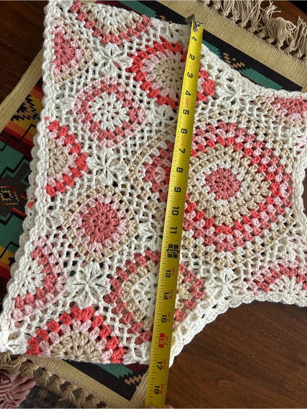Boho Crochet Tank Top in Cream and Pink - Picture 4 of 5